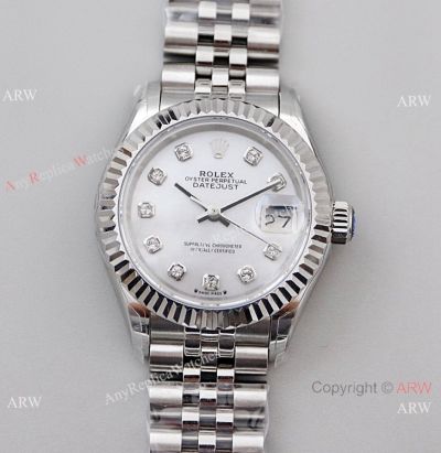 Super Clone TWS Factory Replica Rolex Datejust Silver Dial Diamond Markers 28mm Watch