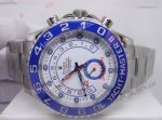 In stock Rolex Yachtmaster II SS White Face Blue Ceramic Bezel 44mm